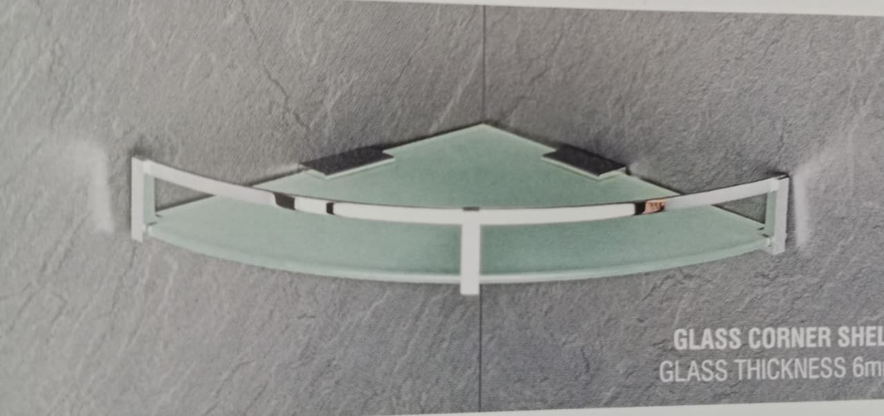 DECOR GLASS CORNER SHELF 12"*12" GC064